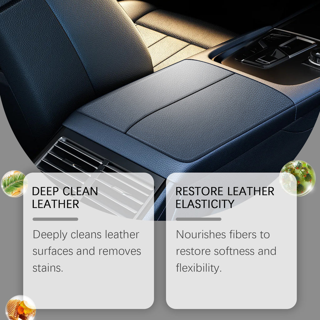 Homonth Car Leather Care Cream, Interior Leather Cleaning Decontamination New Bright Multi-Functional Care Cream