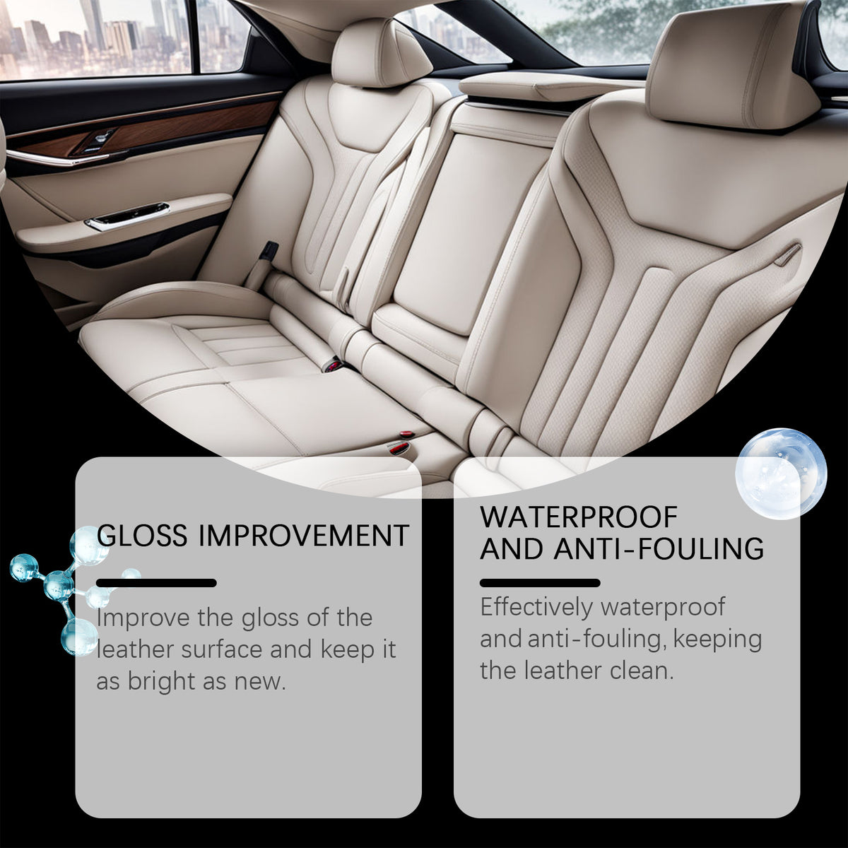 Rayhong Automotive Leather Ceramic Coating Spray, Leather Refurbishment Decontamination Brightening Maintenance Cleaning And Polishing Spray