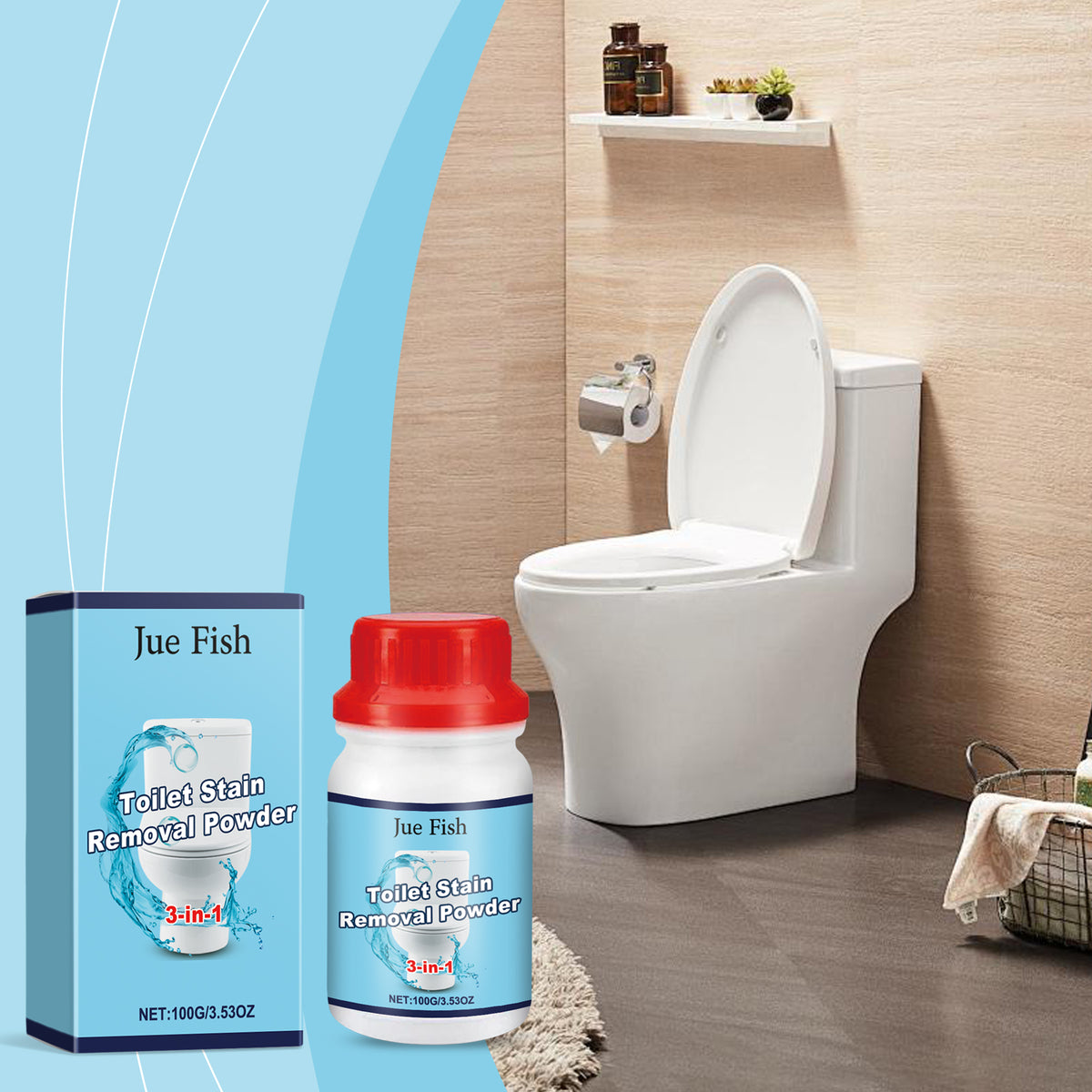 Jue-Fish Toilet Toilet Detergent Powder, Toilet Toilet Cleaning Deodorization Clean Stubborn Stains And Scale Foam Cleaning Powder