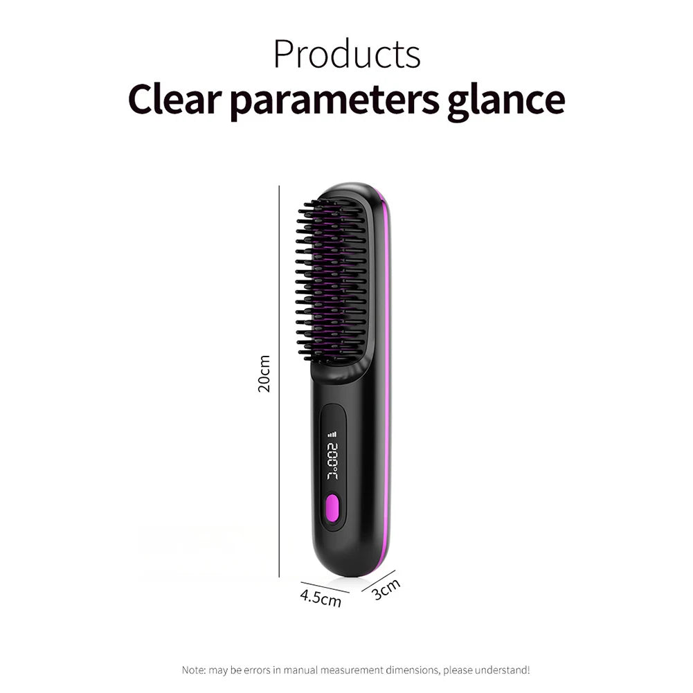 Portable Wireless Hair Straightening Comb