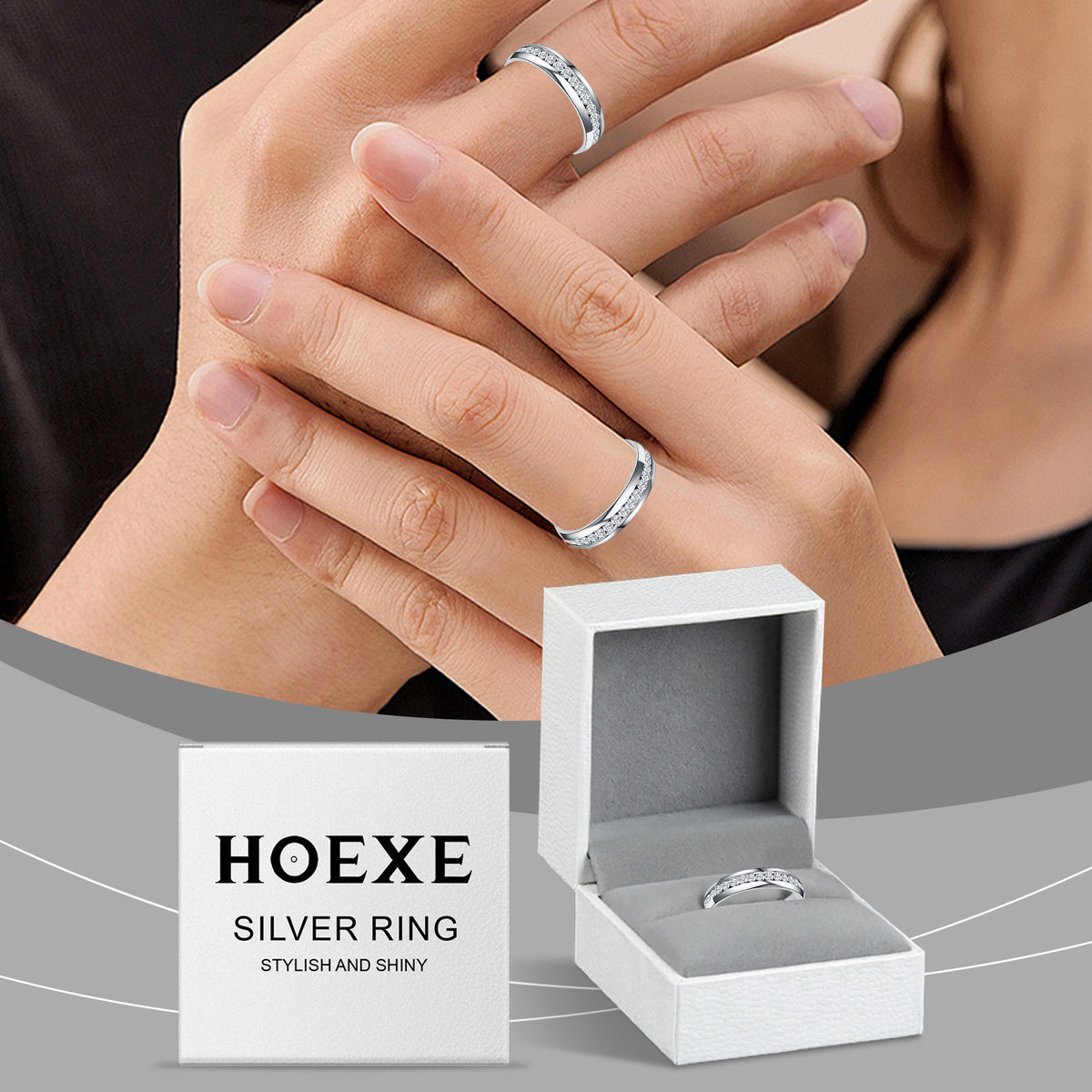 Hoexe Silver Dot Diamond Ring, Care For Daily Life Wear Comfortable Sports Ring For Men And Women