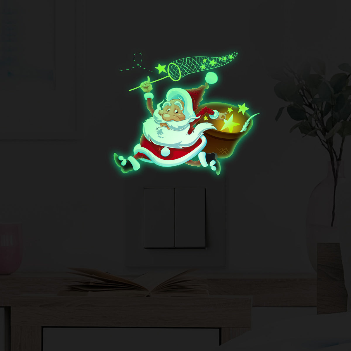 Christmas glow in the dark Santa Claus holiday decoration switch sticker luminous material sticker