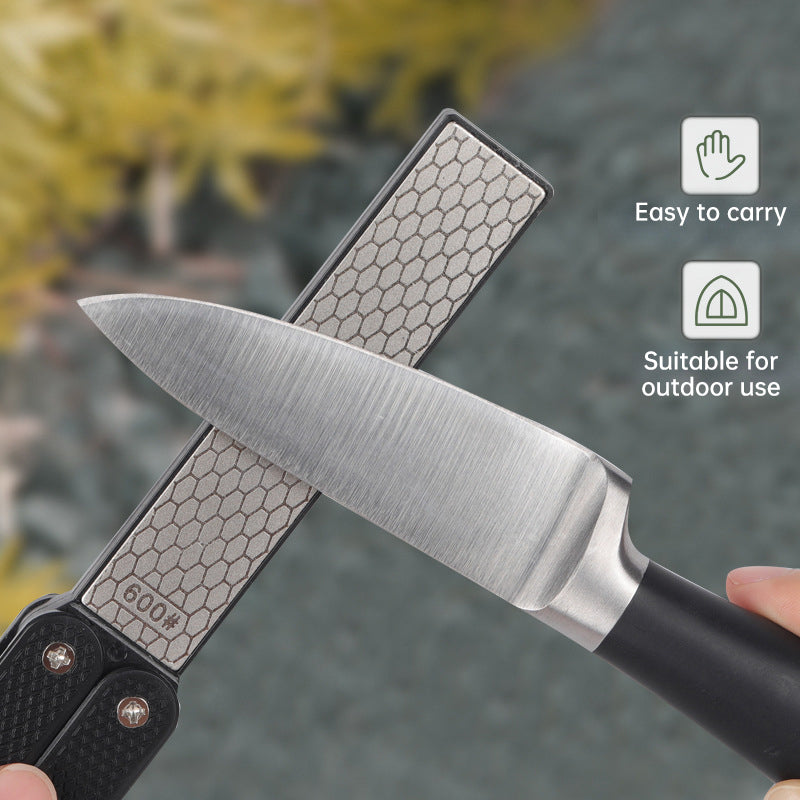 Foldable Pocket Knife Sharpener Tool - Dual Grit Diamond Sharpening Stone, Compact for Camping Hiking