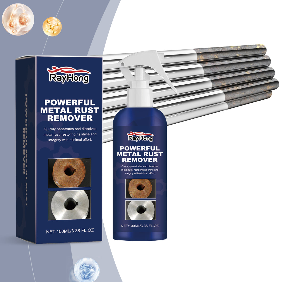 Rayhong Metal Rust Remover, Vehicle Cleaning Paint Tire Rust Remover And Rust Remover Curing Agent