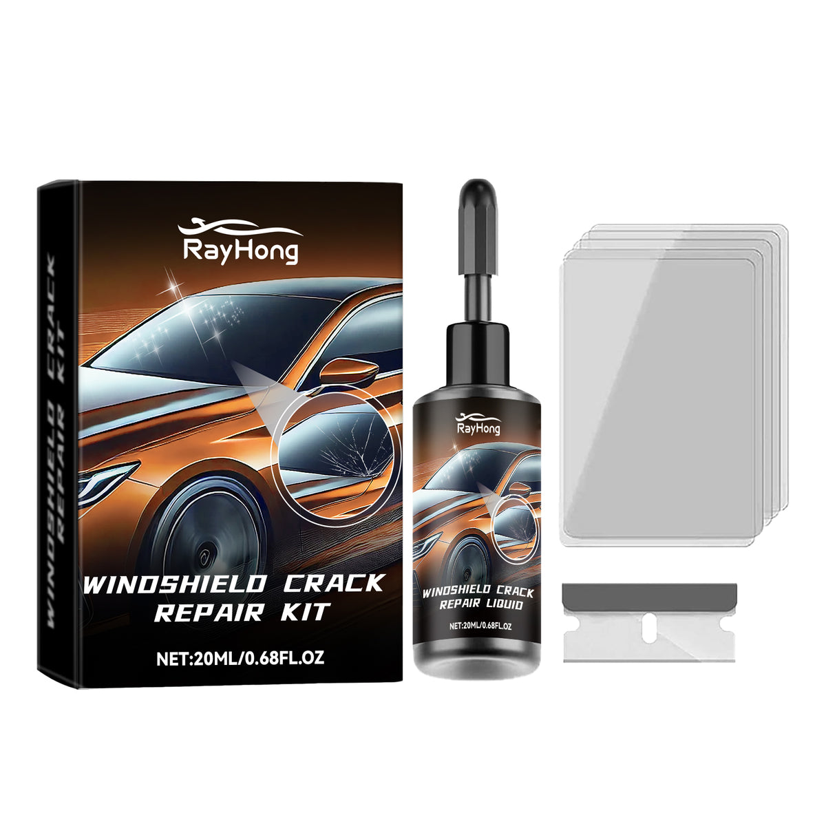 Rayhong Windshield Repair Kit, Quick Repair Of Cracks Clear Vision Refurbishment Repair Fluid Kit