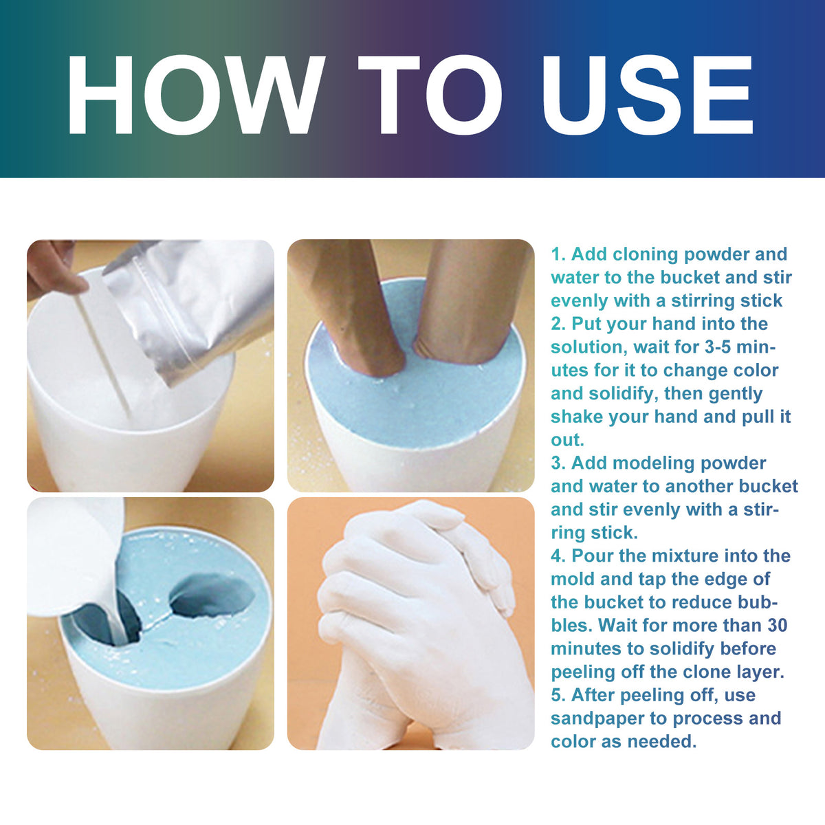 DOWMOO Diy For Love Keepsake Hands Casting Kit, Homemade Holiday Gift Hand-Seal Clay Plaster Commemorative Crafts
