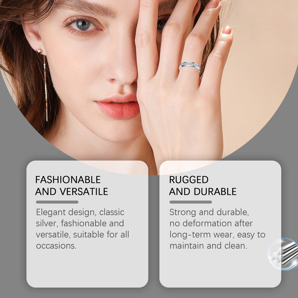 Hoexe Silver Dot Diamond Ring, Care For Daily Life Wear Comfortable Sports Ring For Men And Women