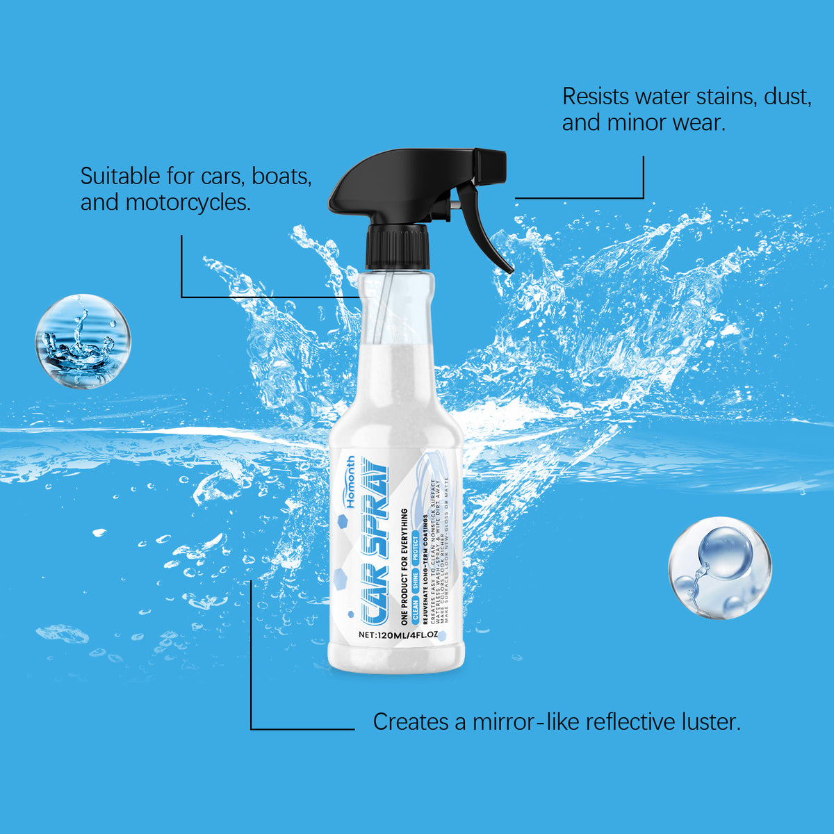 Homonth Multifunctional Coating Spray Set, Automotive Paint Surface Protection Coating Long-Lasting Gloss Protection