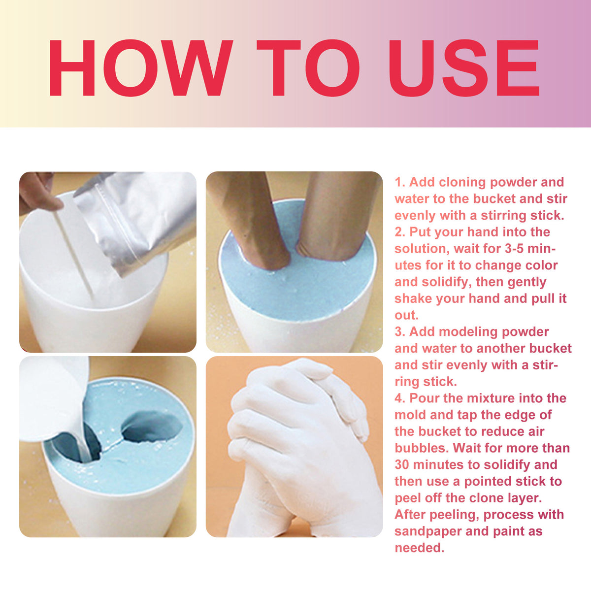 Couple Hand Model Clone Powder, Valentine's Day Diy Gift 3d Hand Model Crafts Creative Home Decoration