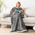Classic Sherpa Hooded Blanket Warm Comfortable Wearable Cape Throw Soft Home TV Lounger Cloud Mink Fur