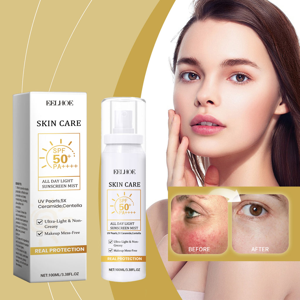 EELHOE All Day Light Sunscreen Mist, Hydrating Emulsion Isolation Skin Care Moisturizing Repair Spray