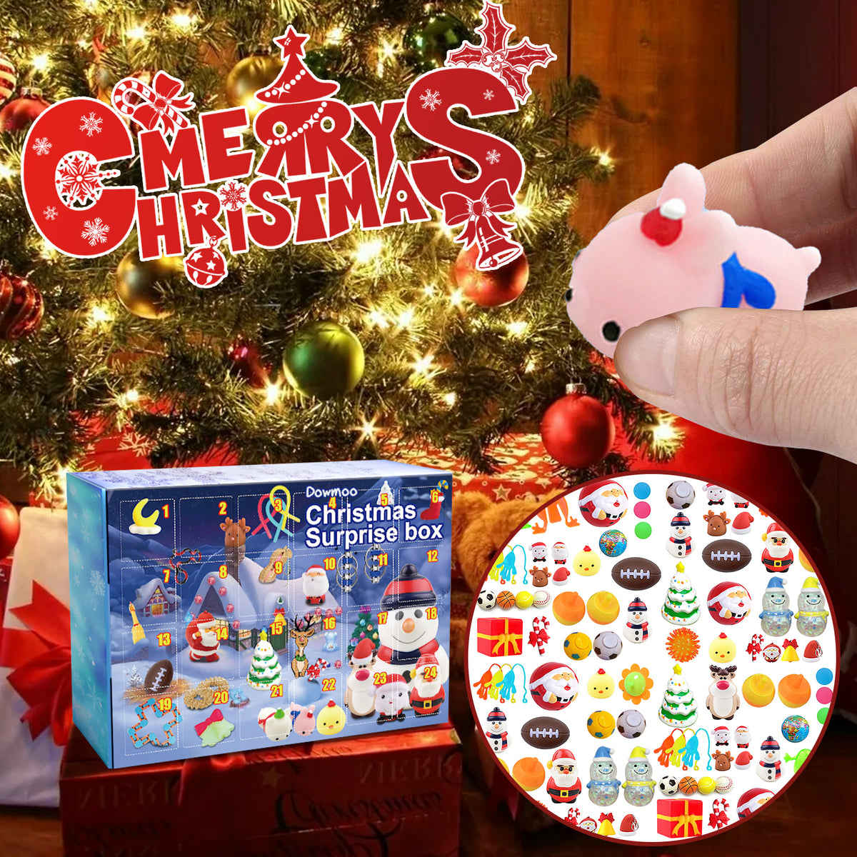 Christmas Surprise Blind Box, Christmas Relief Toys Celebration Atmosphere 24 Random Hidden Blind Box Gifts