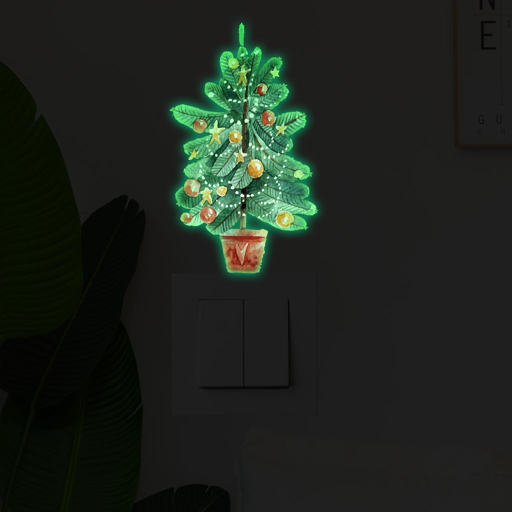 Christmas glow in the dark Santa Claus holiday decoration switch sticker luminous material sticker