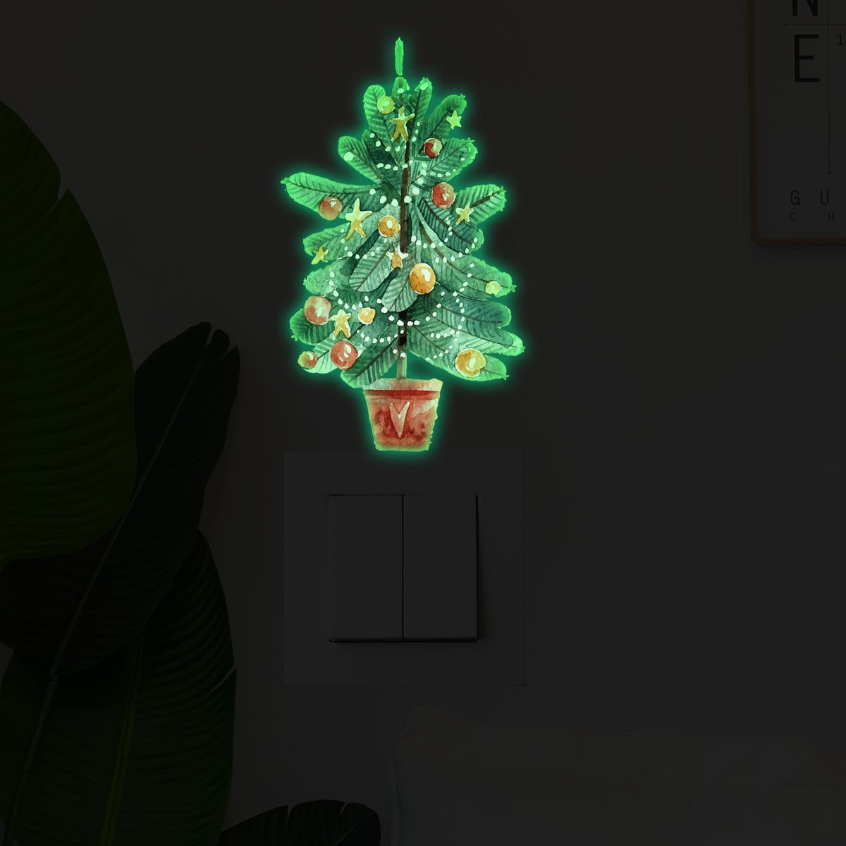 Christmas glow in the dark Santa Claus holiday decoration switch sticker luminous material sticker