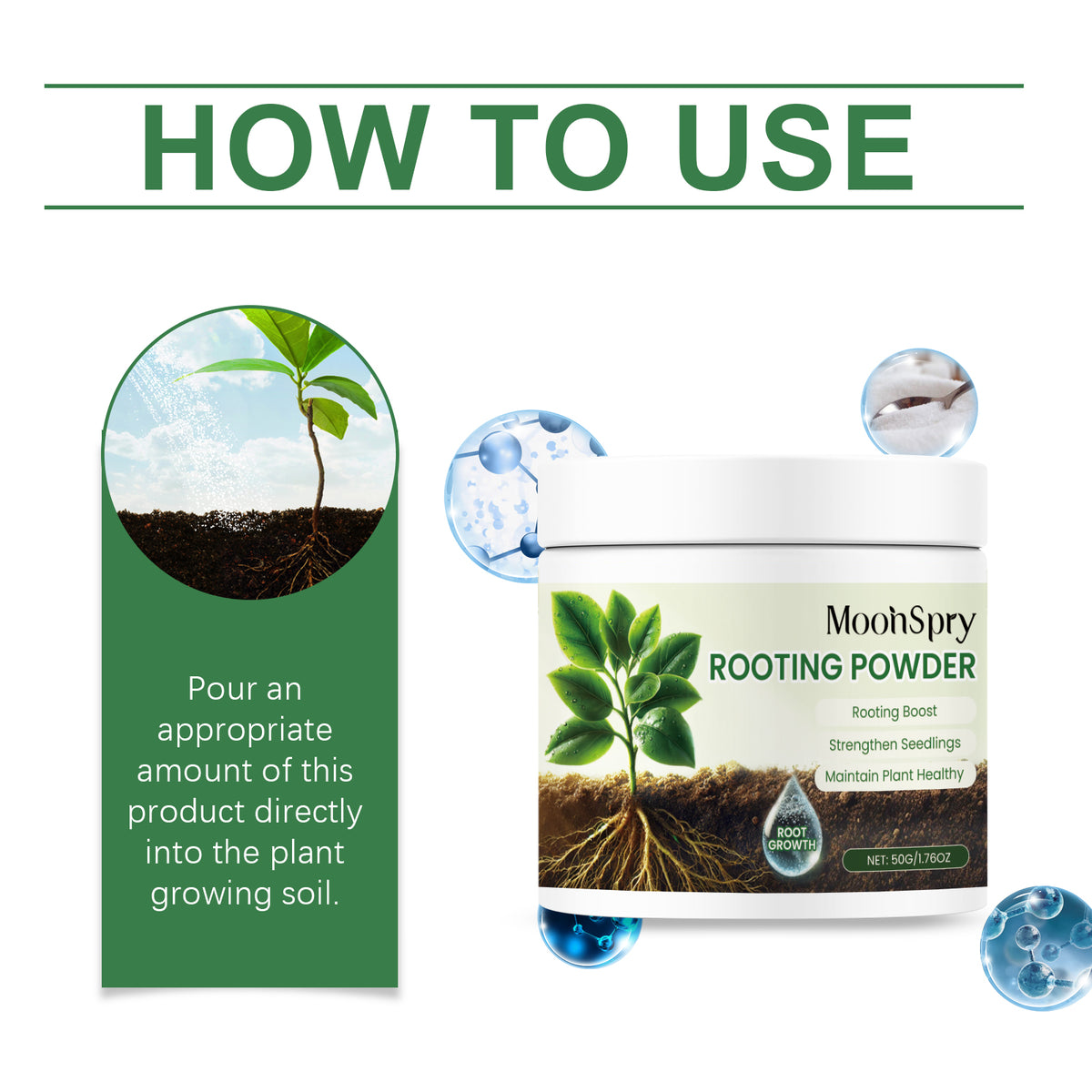 MoonSpry Plant Root Powder Is A Nutrient Supplement To Improve The Rooting And Seedling Strength Of Soil Green Plants And Flowers