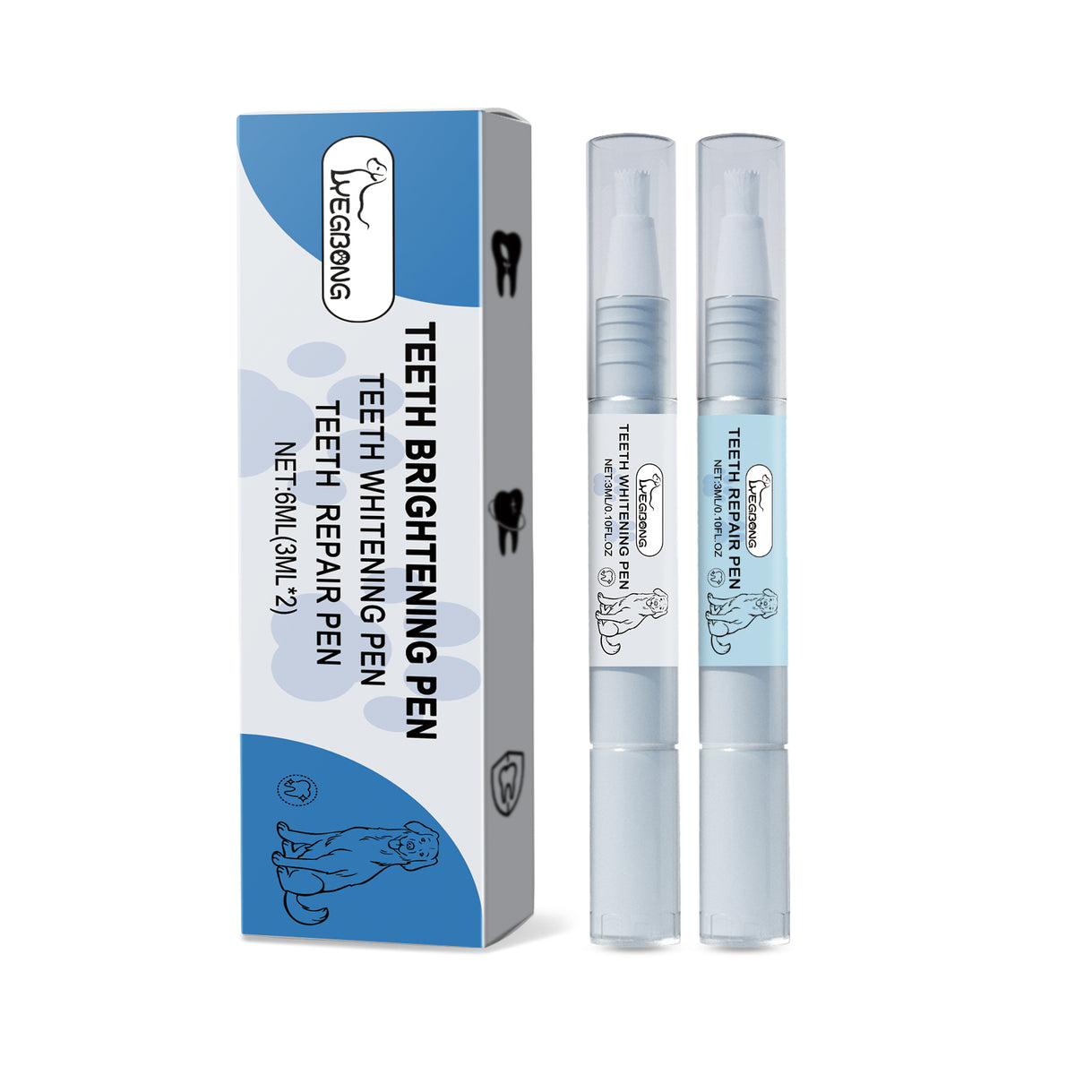 Yegbong Pet Teeth Brightening Pen Set Pet Teeth Cleaning Tartar Stains Dental Repair