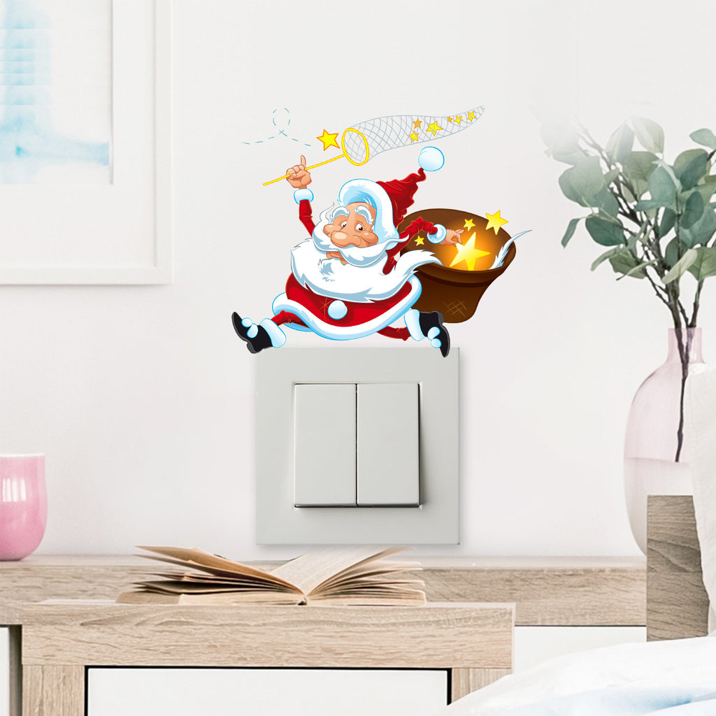 Christmas glow in the dark Santa Claus holiday decoration switch sticker luminous material sticker