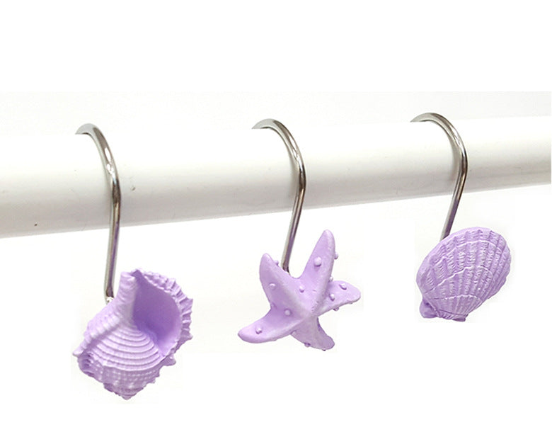 Sea shell starfish resin shower curtain hanger, shower curtain hook,  shower curtain accessory