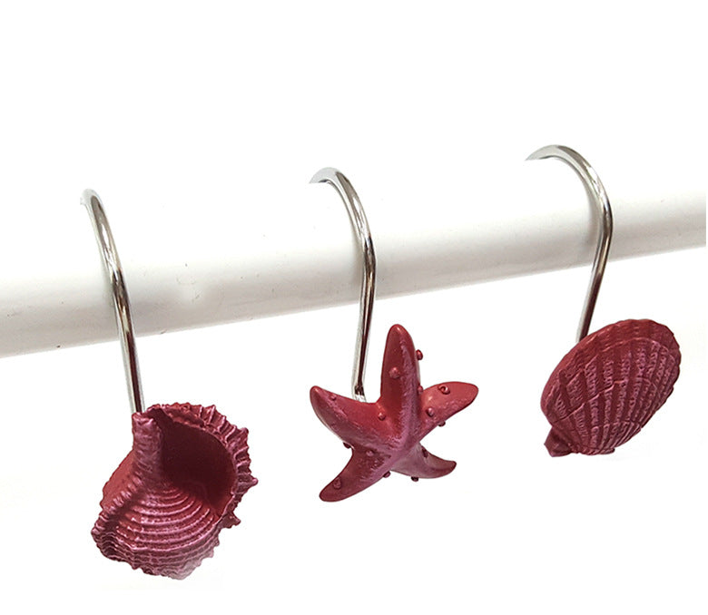 Sea shell starfish resin shower curtain hanger, shower curtain hook,  shower curtain accessory