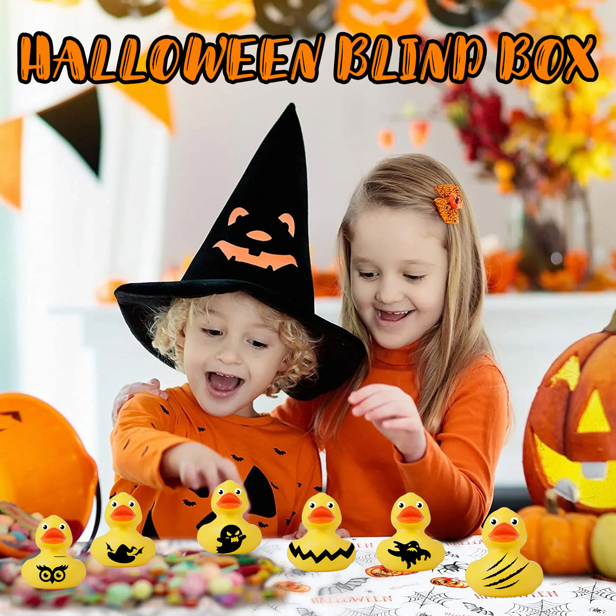 Halloween Duck Blind Box, Advent Countdown 24 Grid Surprise Decoration Rubber Duck Toy Gift Box
