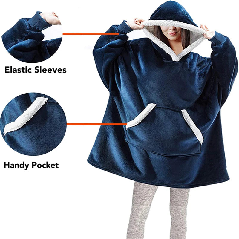 Cozy Reversible Fleece Hoodie Blanket