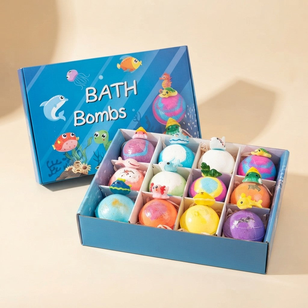 Kids Bath Bomb Gift Set with Surprise Ocean Toys